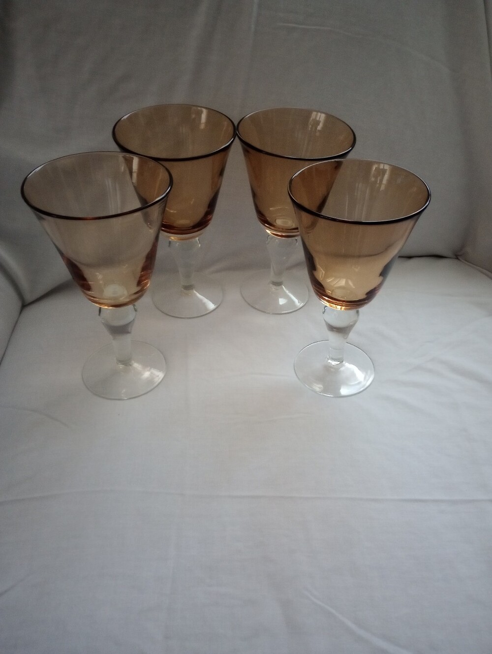 Artland Iris Amber Hand Blown Glass Water/Wine Goblets, Set of 4 -